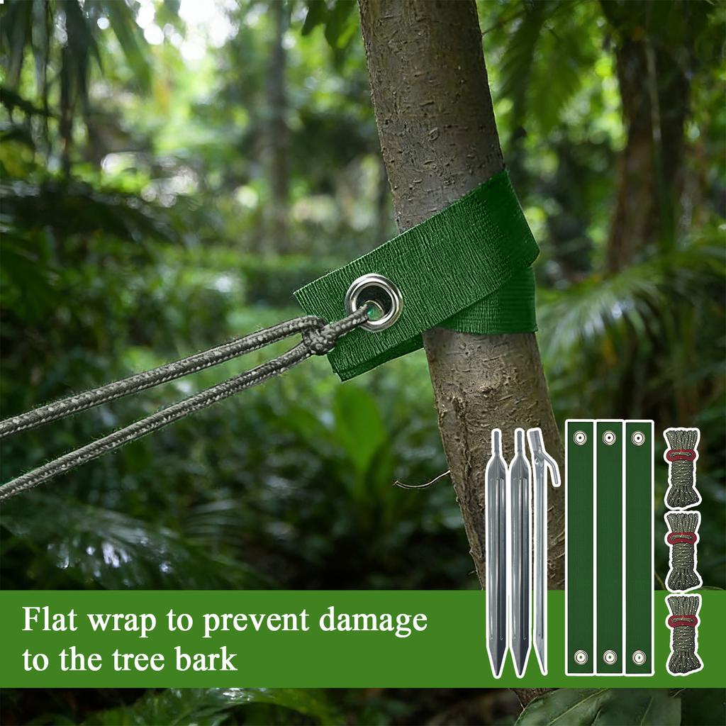 Tree Stake Kit - Green Heavy Duty Tree Stake Support, Tree Binding And Windproof Fixing Straps Rhombus Shape