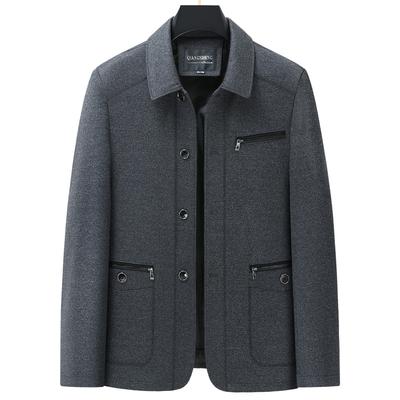 Papa Jacke Herren Business Casual Jacke Oberteil Revers Mittelalterliche und Ältere Herrenbekleidung Opa Frühling und Herbst