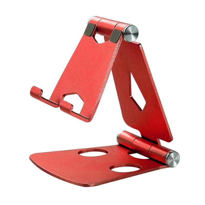 

Portable Aluminum Alloy Phone Stand: Double-Fold Desktop Holder, Customizable with Logo червоний