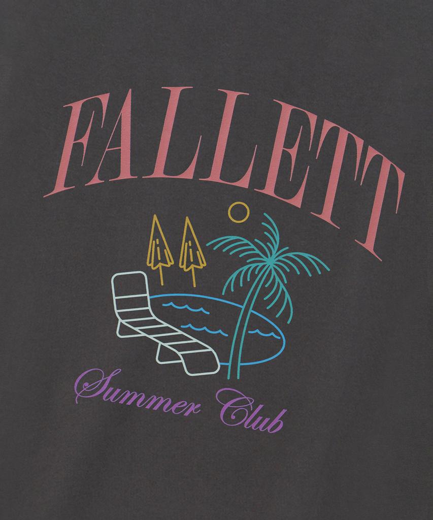 FALLETT Summer Beach Club Short Sleeve T-Shirt Charcoal