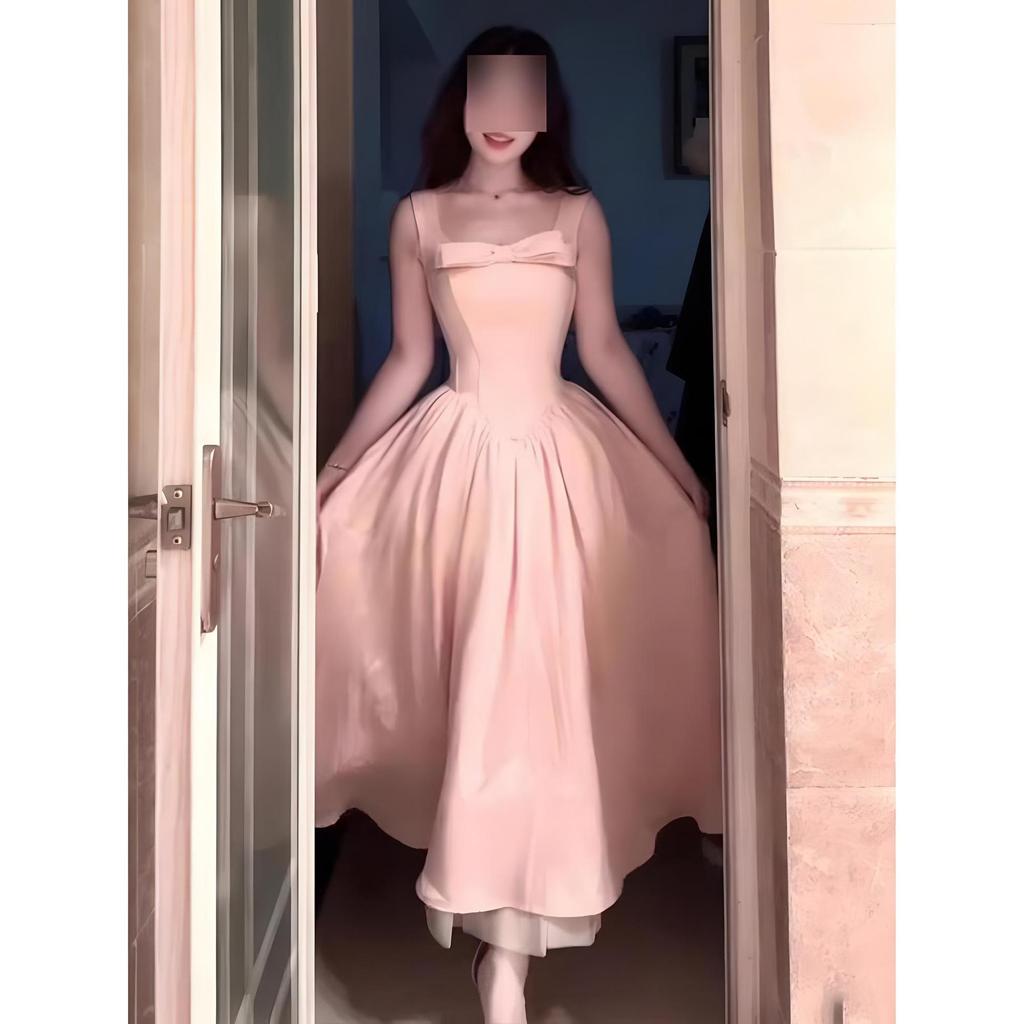 Daughter-in-law Style Outfit Pink Camisole Dress Is Beautiful, Unique and Beautiful, Versatile Waist A-line Skirt Summer