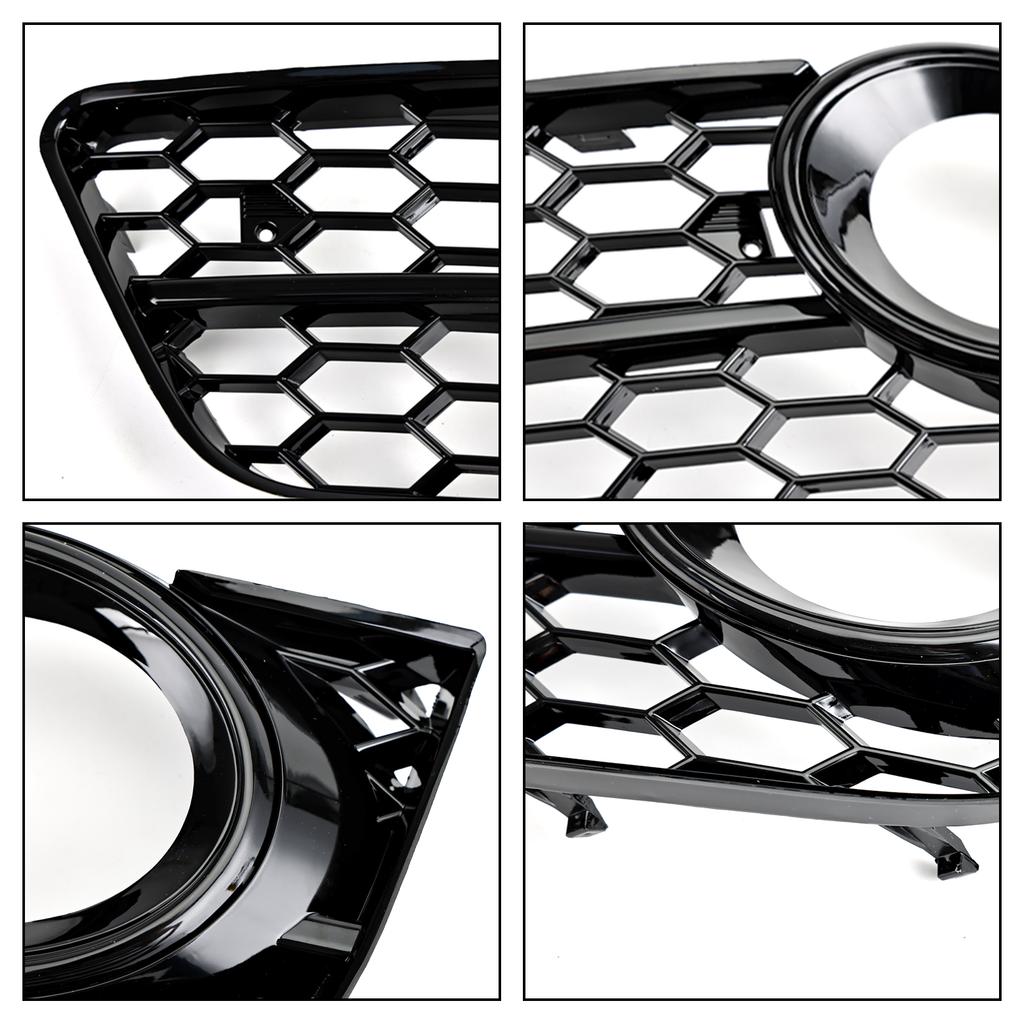 Pair Honeycomb Front Fog Lamp Cover Grille Grill Fit A5 2007-2011