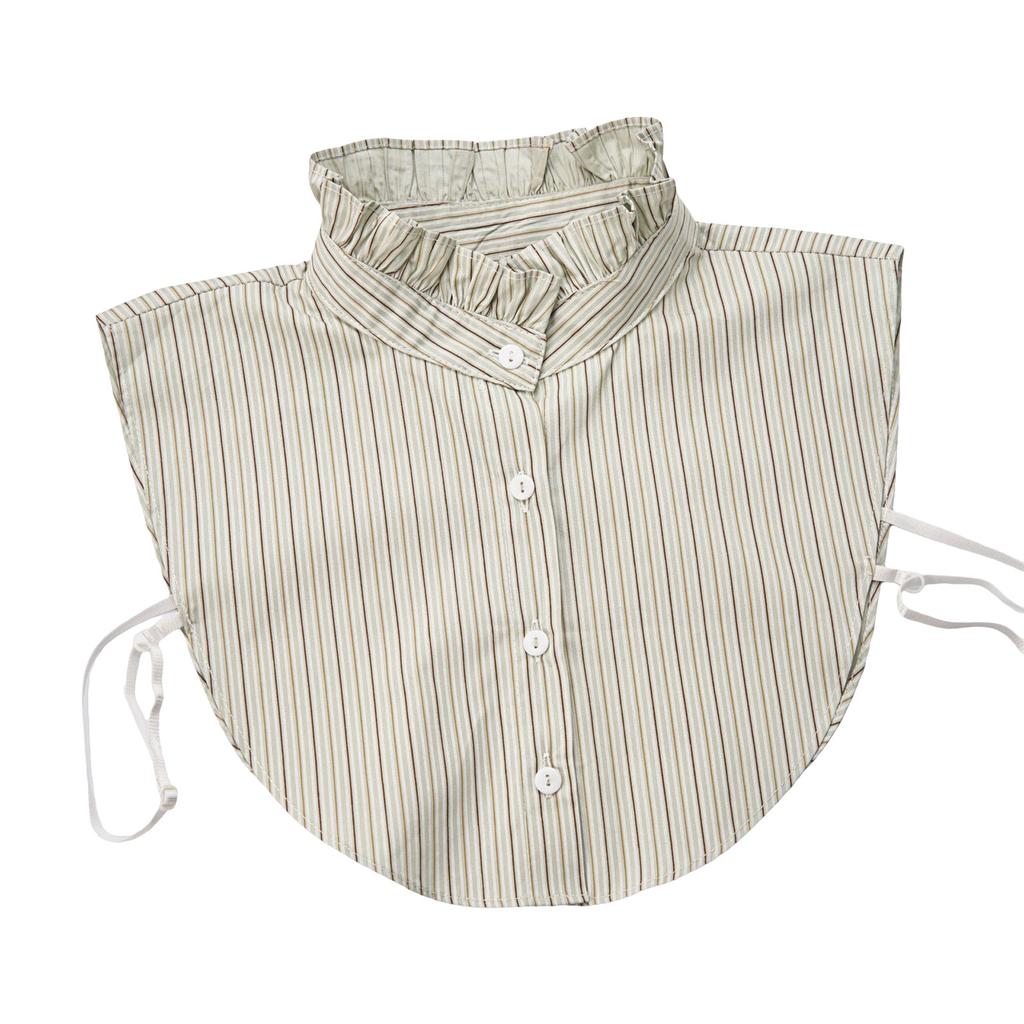 Women's Detachable False Collar Insert Elegant Striped Lapel Faux Half Shirt Blouse Collar Top for Sweater and Dresses