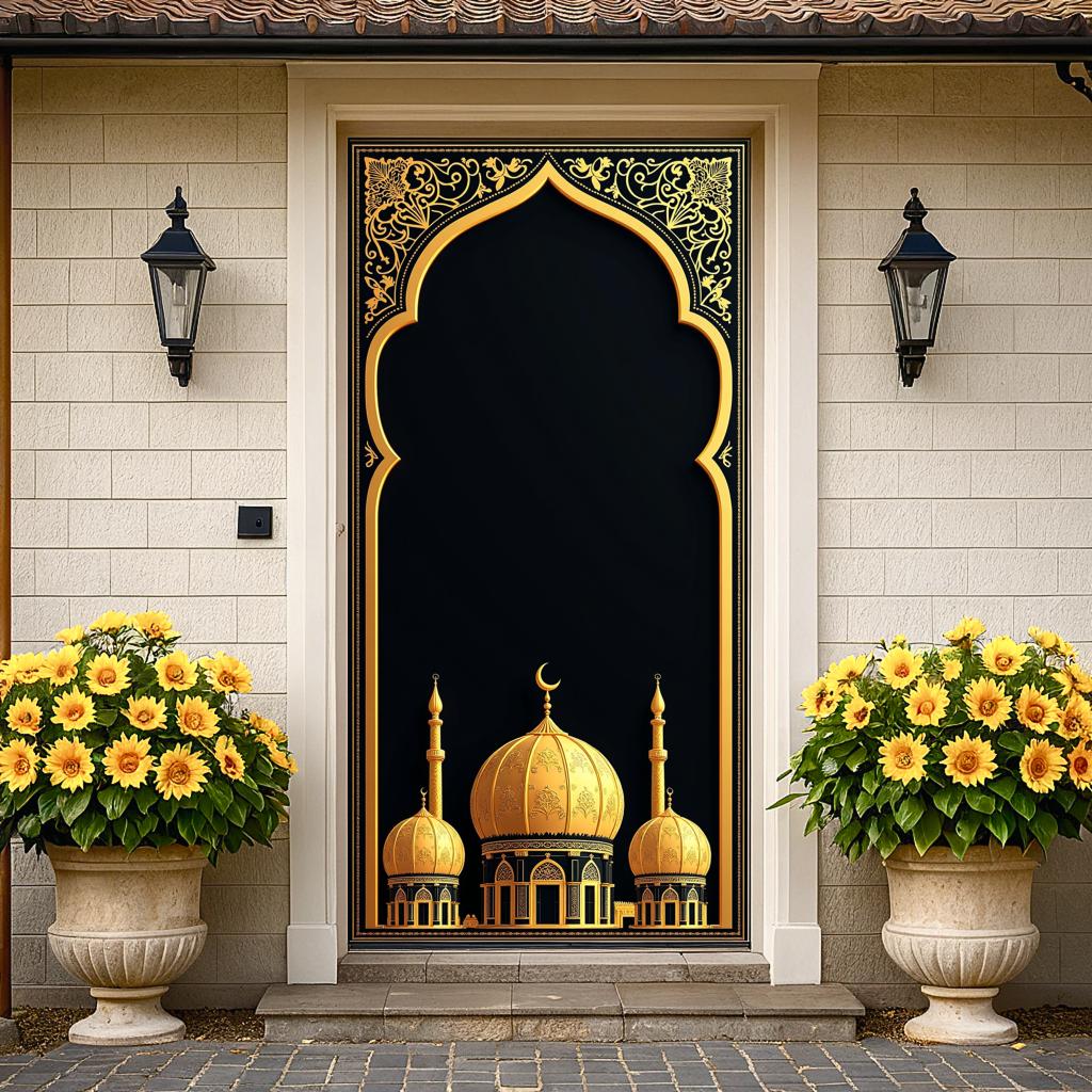 Islamic Mosque Large Tapestry for Ramadan Eid Mubarak Prayer Backdrop Curtains Wall Hanging Decor Muslim Scenic Banner