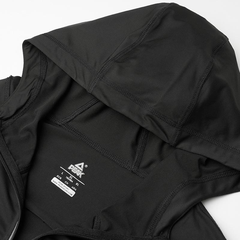 Peak Lightweight Breathable Quick-Dry Fitness Hooded Cardigan Windbreaker Jacket Unisex Outerwear Black DF6336917