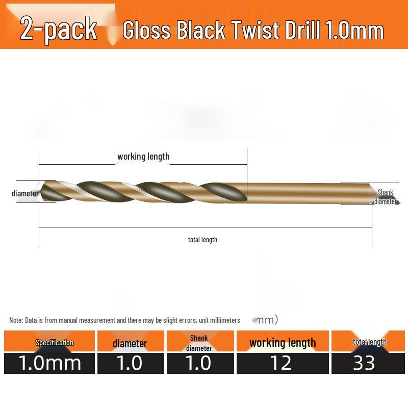 High-Speed Steel Straight Shank Twist Drill Bit, Black and Yellow, Fully Ground