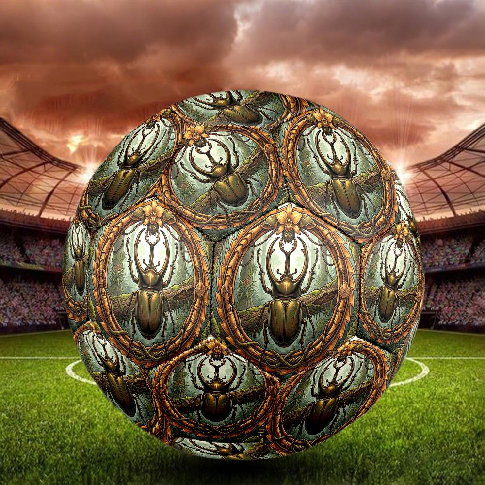 Jungle Beetle Emblem Round Football Size 5 Adult Ball Suitable for Training Matches and Outdoor Team.