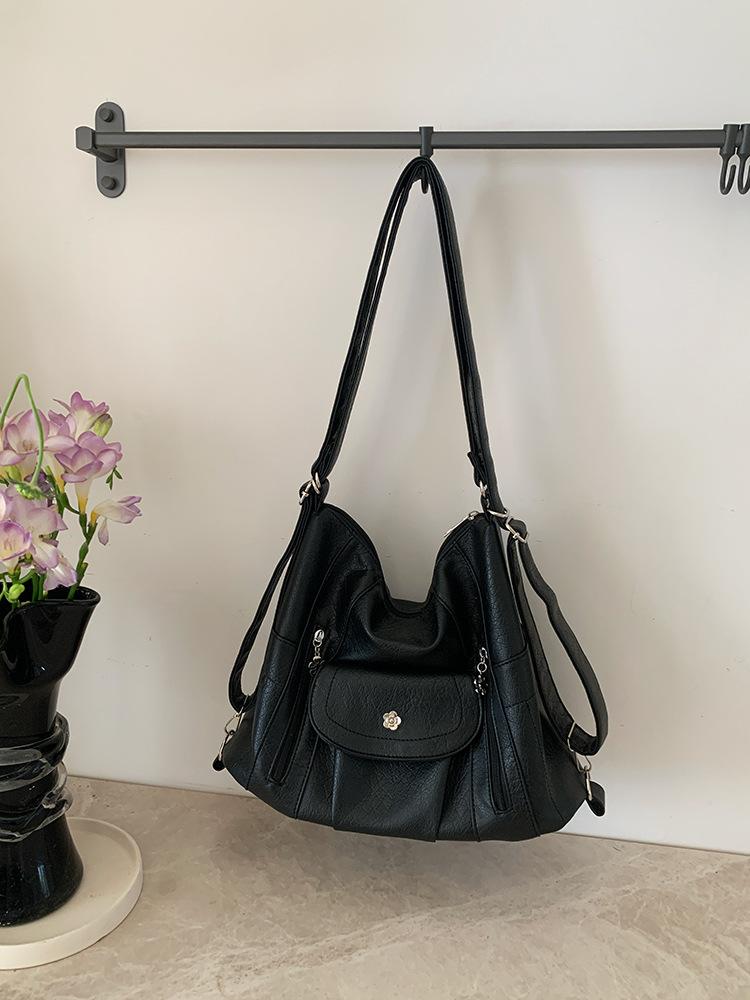 

Locomotive Spice Girl backpack, simple retro soft leather, large capacity, a variety of back functions, adjustable shoulder tote bag чёрный