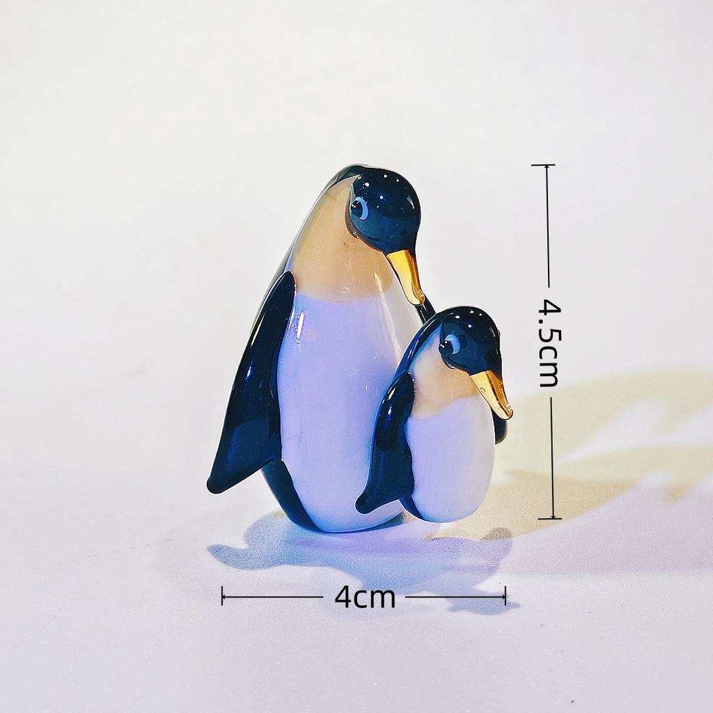 Mini Glass Penguin Figurine Cute Animal Household Tabletop Christmas Ornament Living Room Car Gifts Decoration Supplies New
