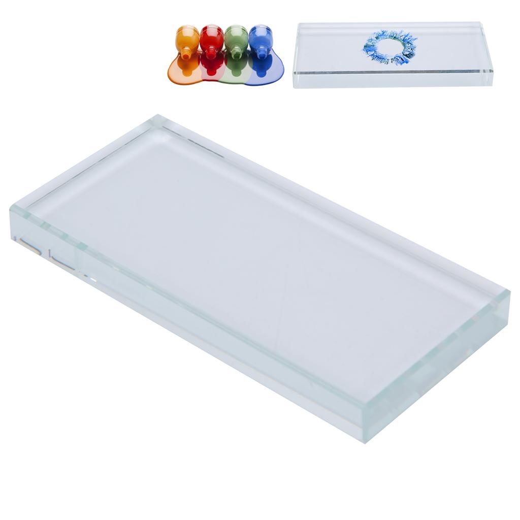 Nail Art Palettes Color Mixing Glass Rectangle Makeup Blending False Eyelash Glue Holder