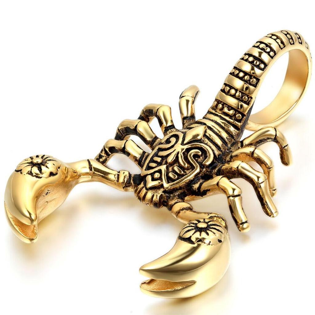 Mens Womens Stainless Steel Scorpio Zodiac Scorpion Pendant Necklace