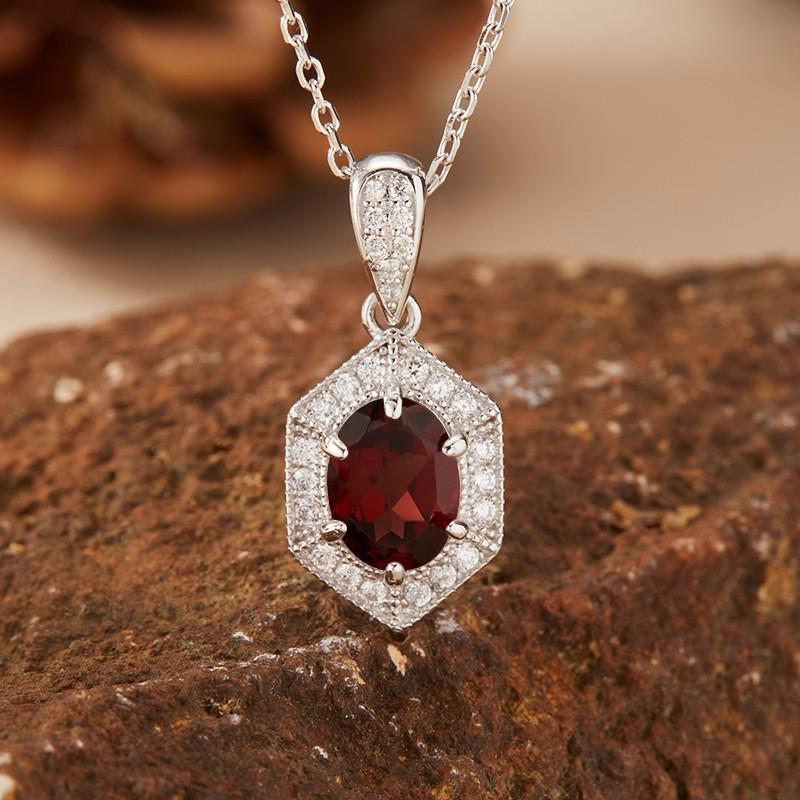 Womens Gemstone Pendant Necklace Chain Fashion Jewelry