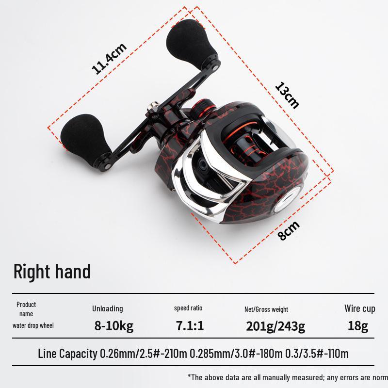 All-Purpose Long-Cast Black Bass Anti-Backlash All-Metal Water Drop Fishing Reel