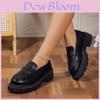 Chic Black British Style Thick Sole Loafers For Women Retro Slip On Shoes For All Seasons