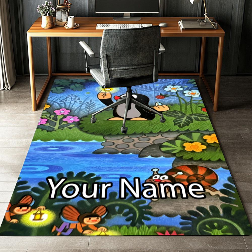 Custom Name Krtek Printed Carpet, Rug for Office Chair Living Room Bedroom Kitchen Room Decor Gifts.