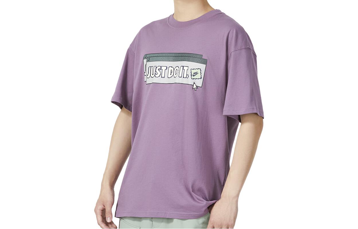 Nike T Shirts Men s Purple Crew Neck Moderate Straight Fit FD1301-591 S