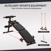 Sit Up Bench Core Workout Adjustable Thigh Support Foldable For Home Gym W Arm Pulling Rope Black