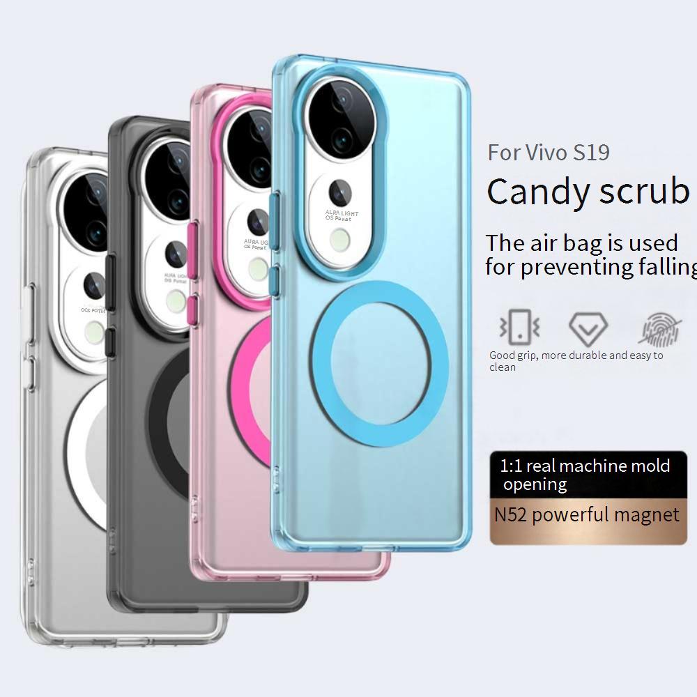 Magsafe Matte Phone Case For Vivo V40 V40 Pro 5G Magnetic Wireless Charging For Vivo S19 S19 Pro Shockproof Back Cover