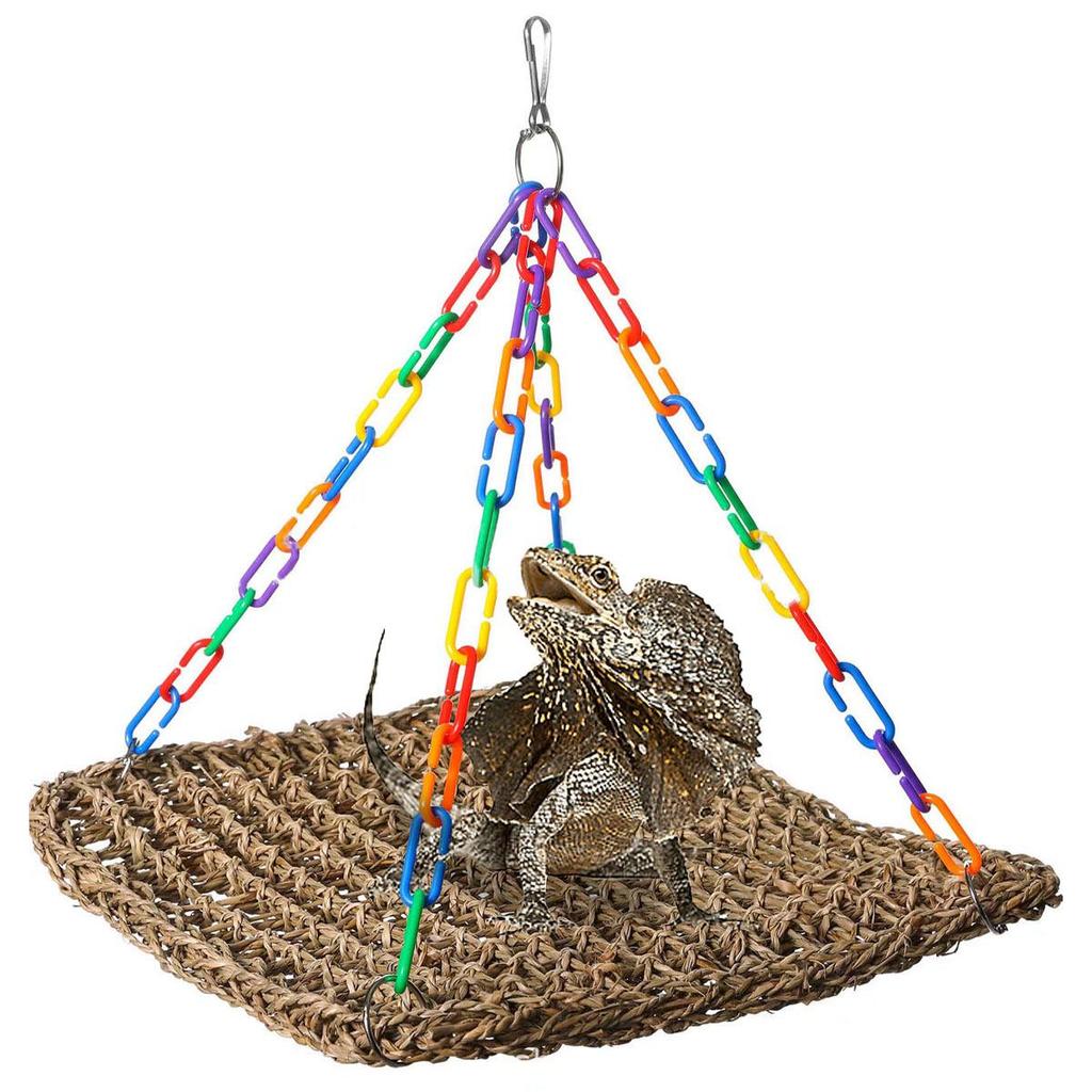 Reptile and Birdcage Woven Hammock: Water Hyacinth & Grass Lizard Basking Platform