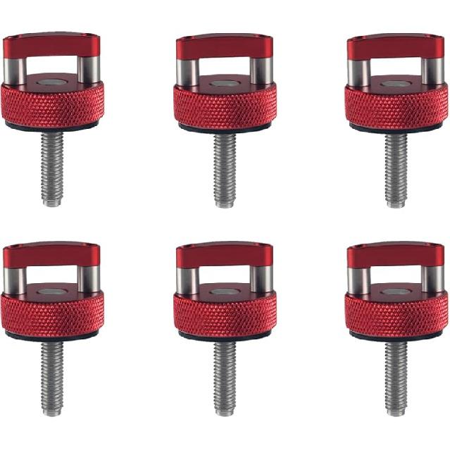 DEWHEL Aluminum 6Pcs Hard Top Bolts Quick Removal Fastener Thumb Screws W/D Ring Compatible With Jeep Wrangler JK JKU JL JLU JT