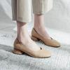 Měkká kůže Jednoduché boty Dámské Silné podpatky Jaro a Podzim Čtvercová špička Nízké podpatky Jednobarevné Měkké podrážky Nazouvací Vysoké podpatky Neunavují nohy