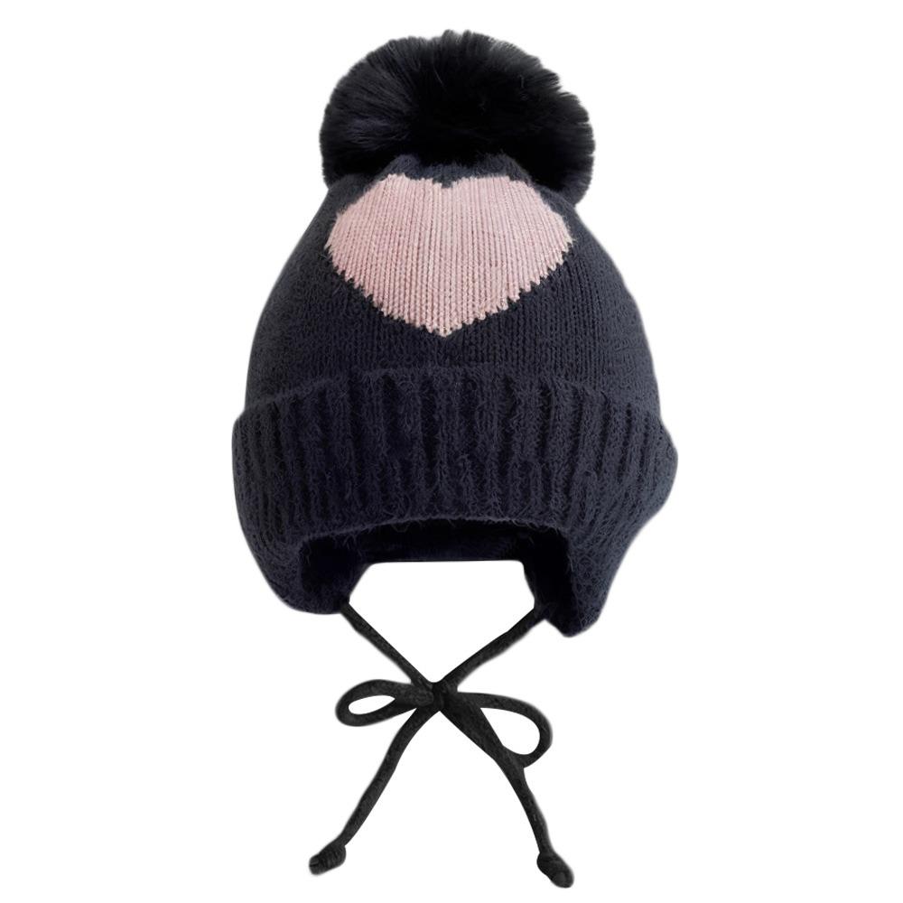

0-3Year Soft Baby Knitted Hat Solid Color Beanie Hats Windproof Children Warm Cap Newborn Toddler чорний