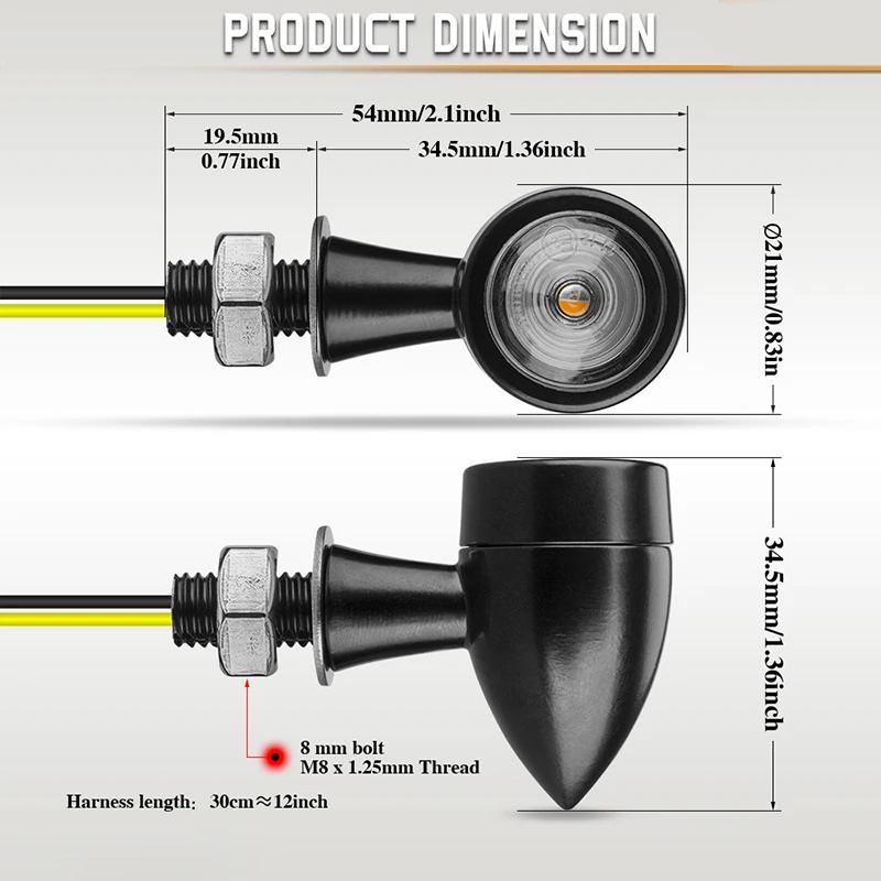 Mini Motorcycle LED Turn Signal Light Flashing Indicator Lamp Clignotant Moto For Honda Cafe Racer 12V 8mm Bullet Turn Signal