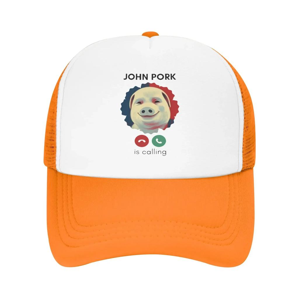 New Design Funny John Pork Is Calling Camping Mesh Baseball Caps Women Men Summer Humor Pig Beach Hat Fishing Trucker Cap