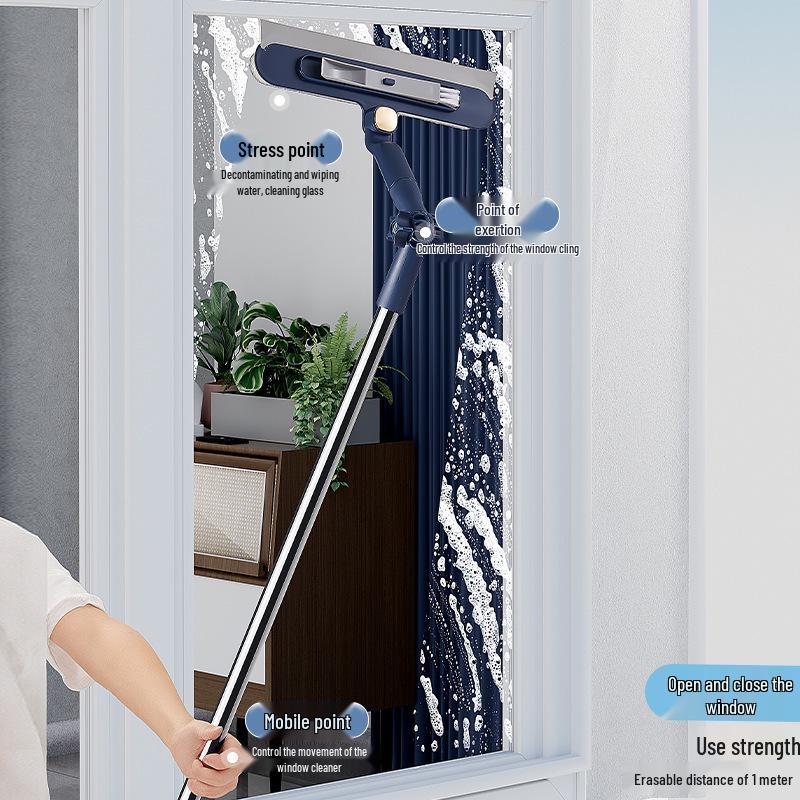 High-Rise Double-Sided Window Cleaner: Exterior Glass Squeegee Tool