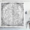 Astrologi Duschdraperi Planetariumtema Astronomisk Bild av Stjärnbilder med Horoskop Tyg Badrumsinredning Set