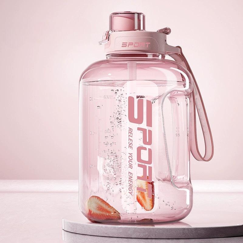 

Спортивная бутылка для воды большой емкости 1,2 л/1,7 л/2,5 л с соломенной чашкой для живота для фитнеса, тренажерного зала, чайник, портативная пластиковая чашка, посуда для напитков 1200ml
