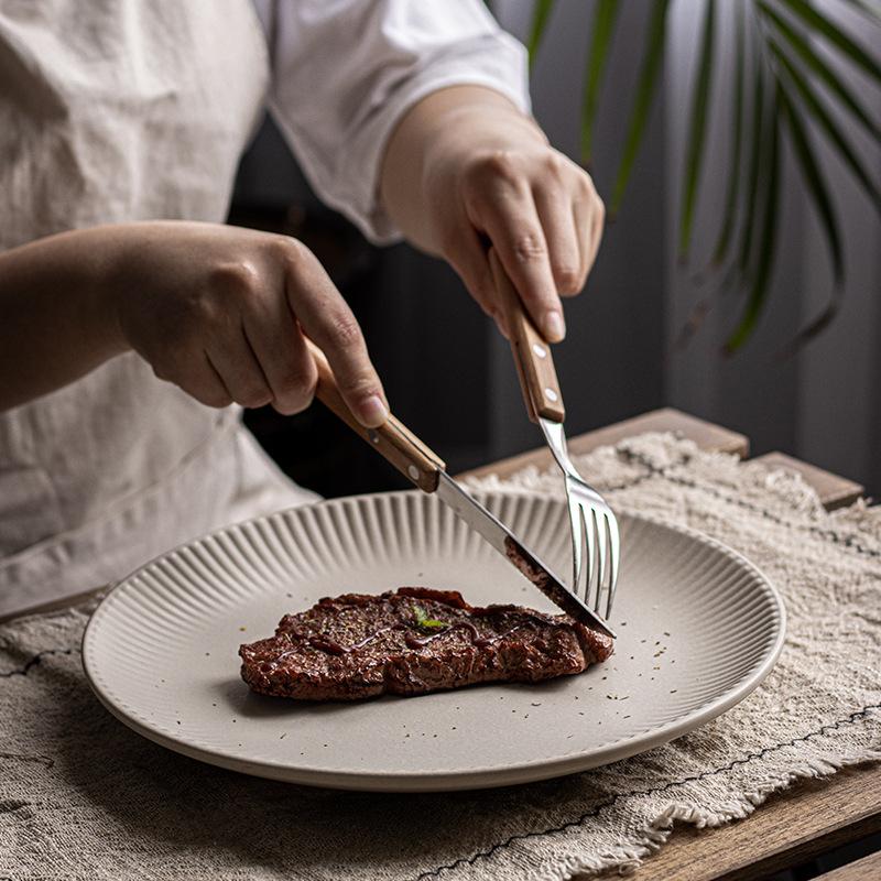 Owner'S Own Large-Inch Vertical Relief Western Food Plate Household Plate Vegetable Plate Pasta Plate Restaurant Plate Steak Plate