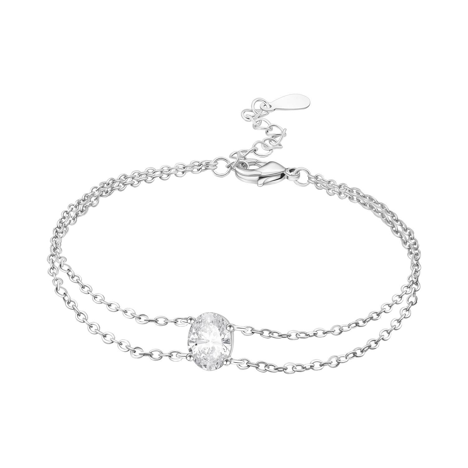 925 Silver Butterfly Moon Star Stone Bracelet Minimalist Jewelry