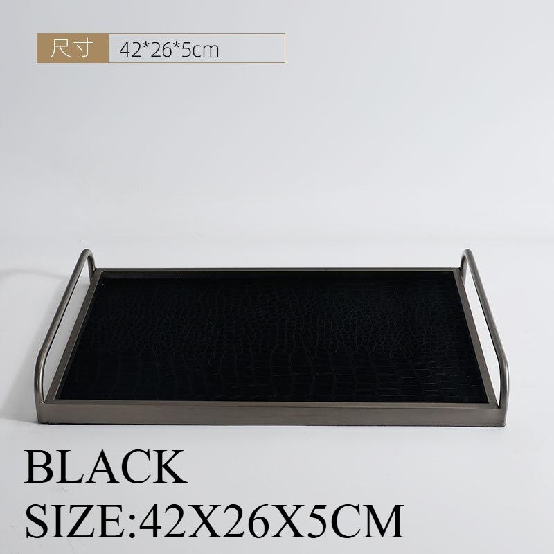Metal Decorative Tray Leather Storage Tray Modern Minimalist Living Room Coffee Table Desk Organizer Home Decoration Storage