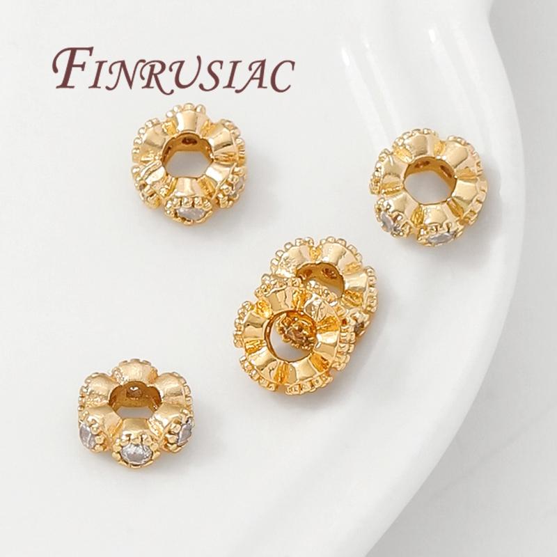 6mm 18K Gold Plated Beads Separators,Fashion Rhinestone Beads For Jewelry Making Spacer Beads DIY Necklace/Bracelets Accessories