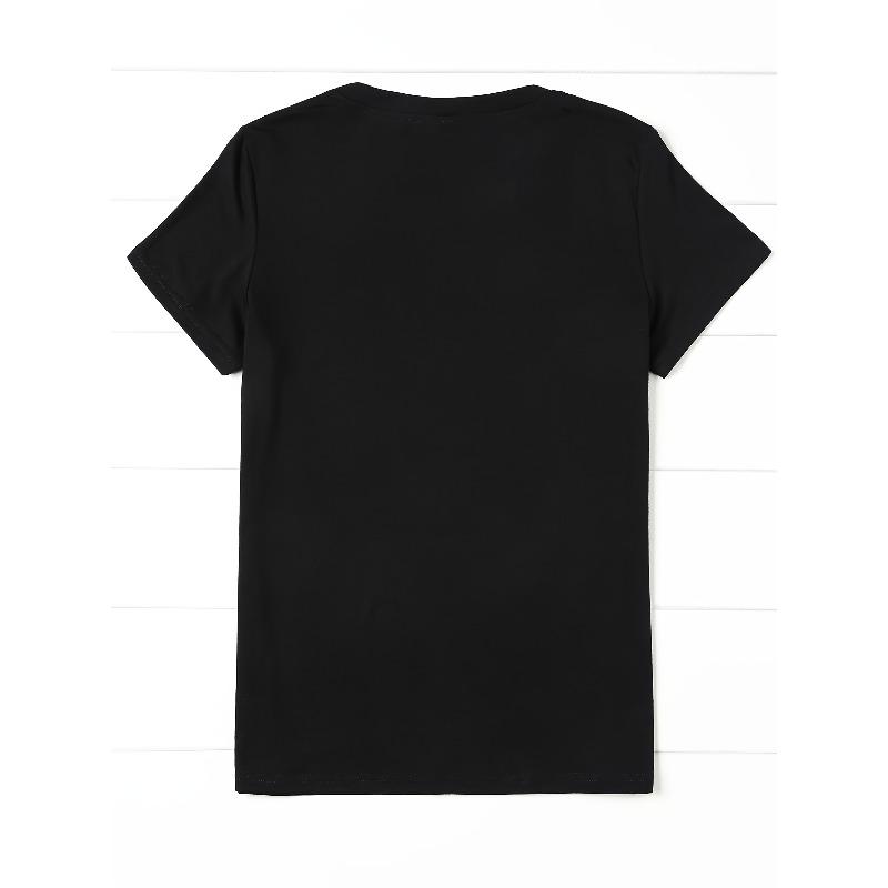 European Size Womens Plus Size Gradient Letter Print T Shirt Round Neck Short Sleeve Mid-Stretch Fabric All-Season Machine Washable Casual Wear Top