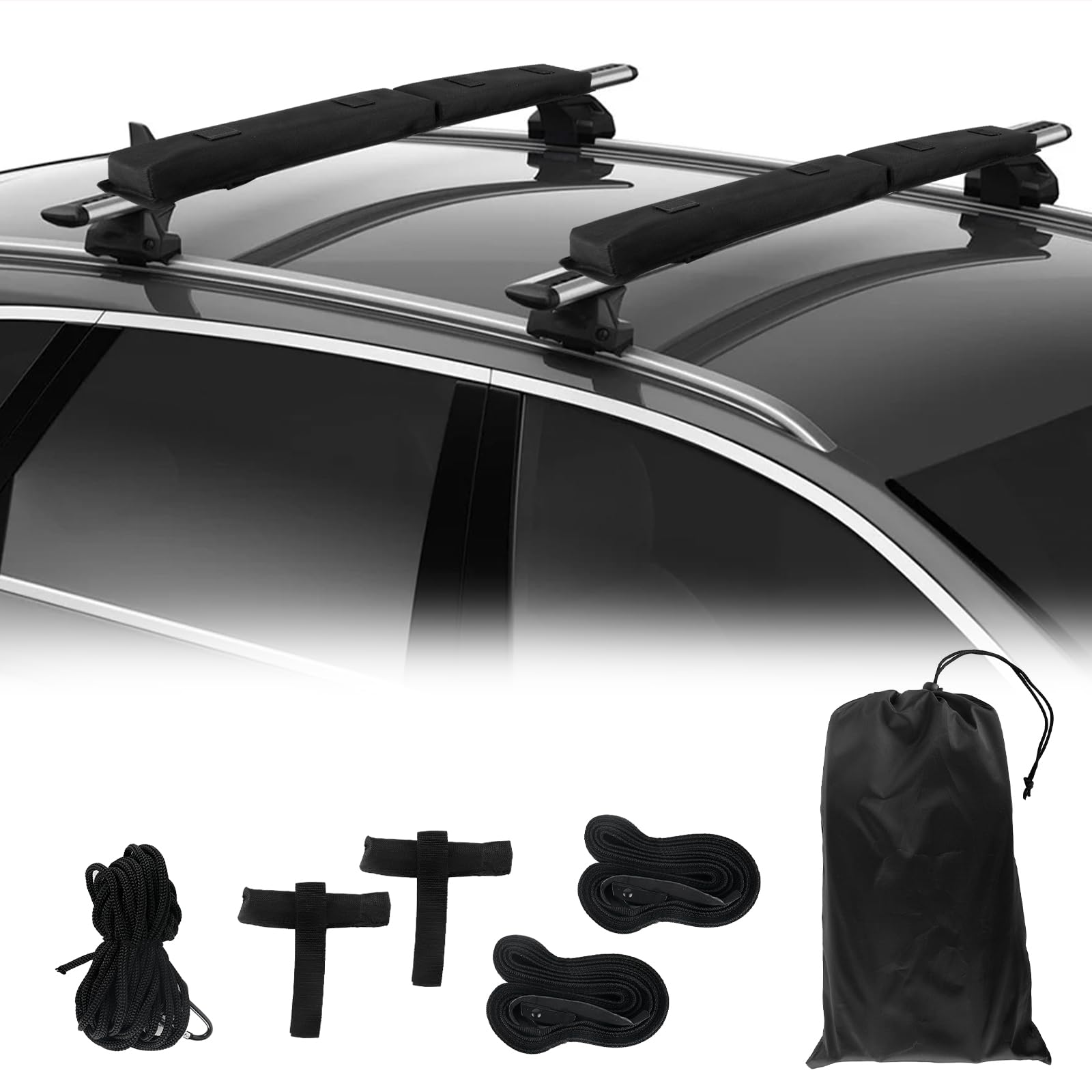 

Syncnika Мягкий багажник на крышу автомобиля, Защитник багажника на крышу автомобиля, Багажные поперечины на крышу автомобиля чёрный