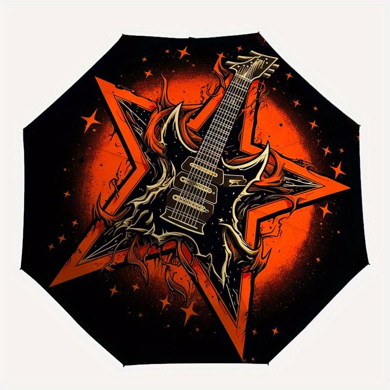 Decalcomania per Chitarra Elettrica Design StarburstOmbrello, Ombrello Pieghevole a 3 Ante Portatile per Uomo e Donna, Regalo di Natale ES147