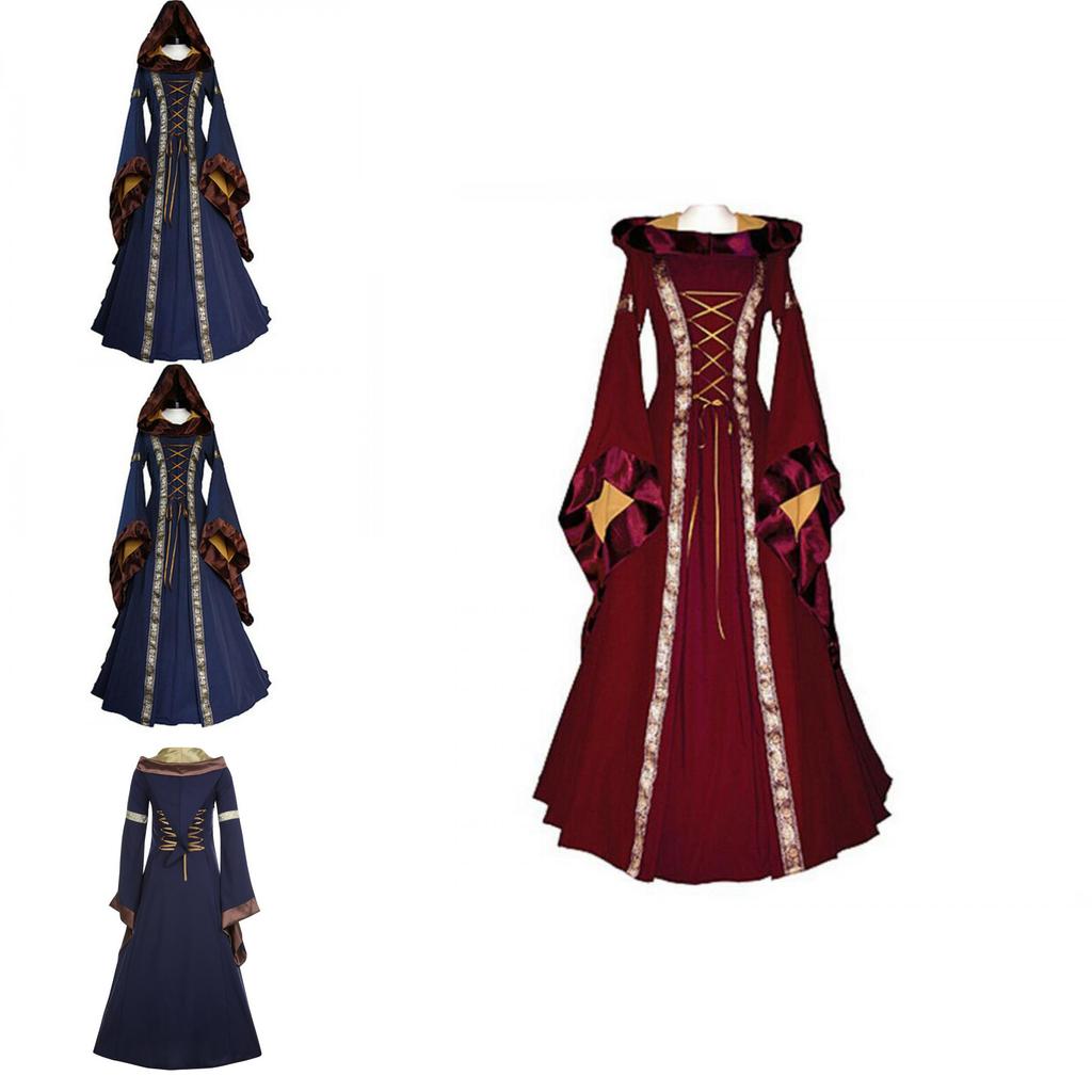 Elegant Vintage Masquerade Party Dress Women's Gothic Medieval Costume