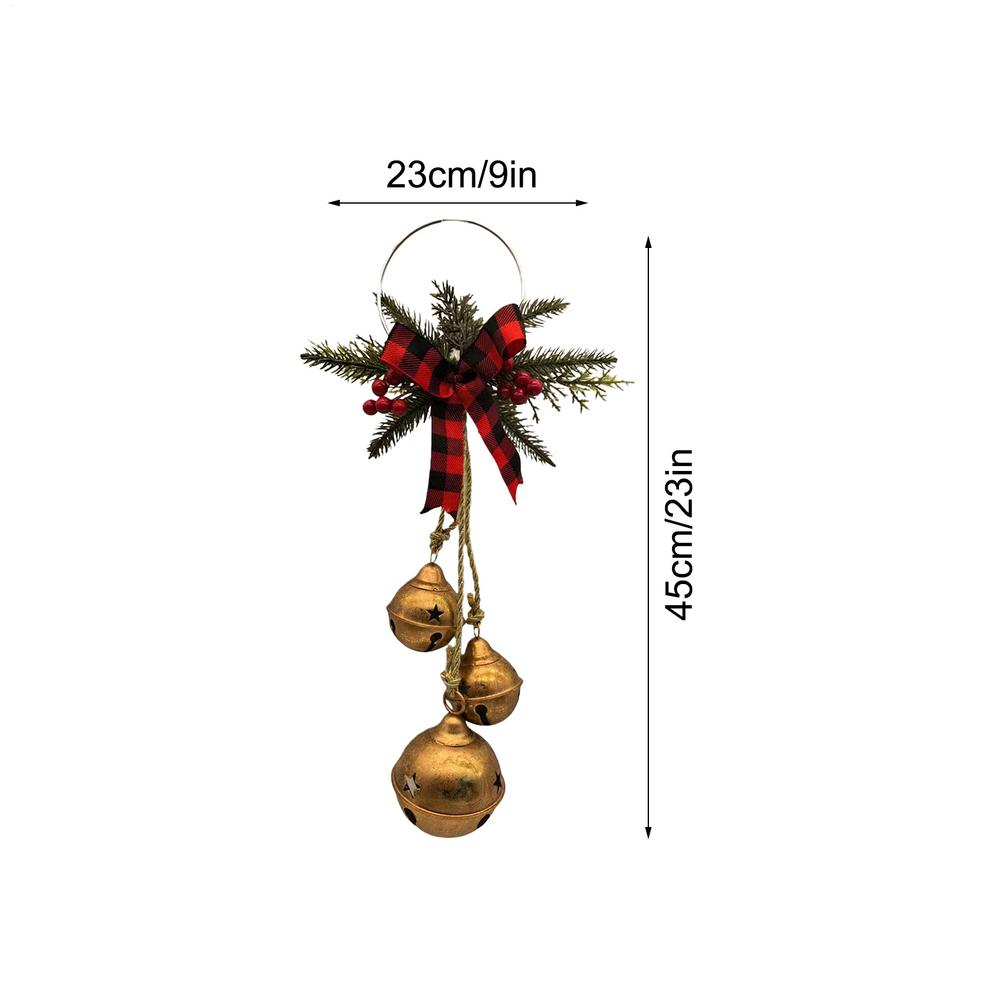 Christmas Tree Bell Ornaments Metal Rustic Festive Bowknot Tree Hanger Bells Christmas Farmhouse Ornaments For Front Door Home