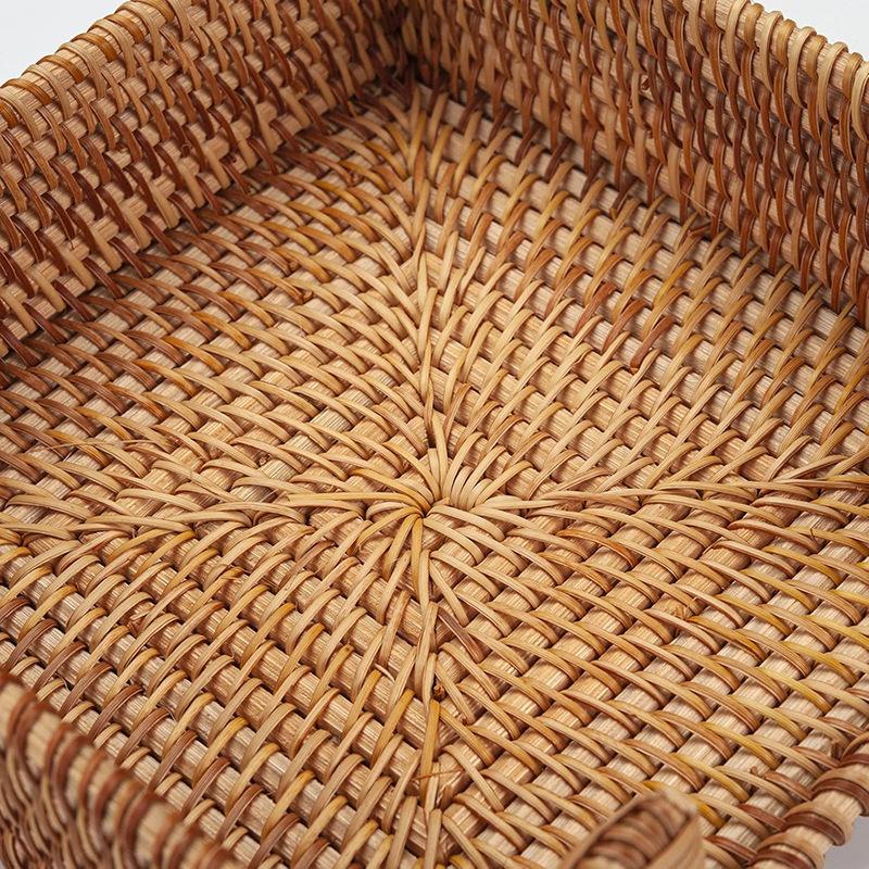 Tissue Box Holder Handwoven Storage Basket Rustic Country Style Natural Straw Weaving for Home Kitchen Dining Table Organizer