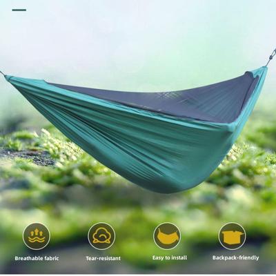 Rede de acampamento para 2 pessoas, 2.8x1.4m/9,2x4,6 pés, leve, pendurado, mosquiteiro, tiras de árvore, mochila de balanço, quintal