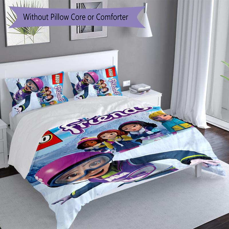 3pcs LEGO Friends pattern bedding set duvet cover set includes duvet cover &pillowcases, perfect all season bedroom decoration & gift