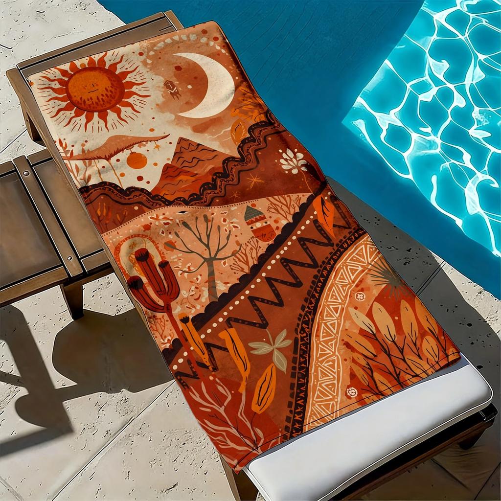 Mysterious Desert Fantasy Patterns polyester microfiber beach towel is highly absorbent, suitable for swimming and beach outings