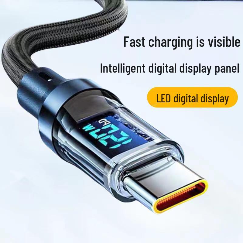 120W Typ-C Ladekabel mit Digitalanzeige, Intelligente Abschaltung, Schnellladung, Verlängerte Länge für Huawei