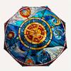 Stained Compass Rose Window PanelUmbrella, Portable 3-Fold Compact Umbrella for Men & Women Gift