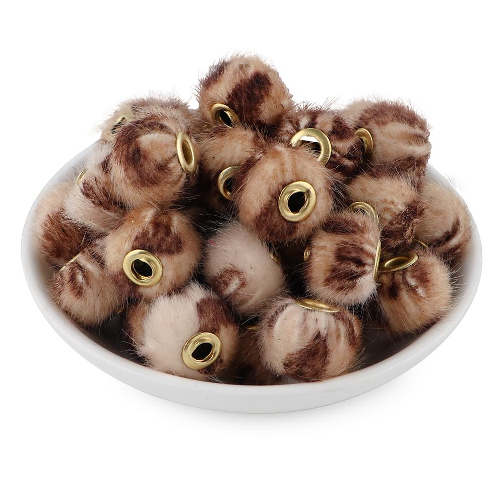 20Pcs/lot 20MM Pompom Beads Plush Fur Covered Ball Bead Charms Straight Hole Big Hole Spacer Beads For Handmade Jewelry Access