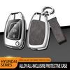 Metal Leather Car Key Case For Hyundai Solaris 2 Elantra I30 I35 I40 Tucson Kona     Key Chain Accessories