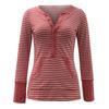 Top Autunnali da Donna Manica Lunga Collo a Bottoni Maglia a Righe T-shirt Estetica Y2K Top Grunge