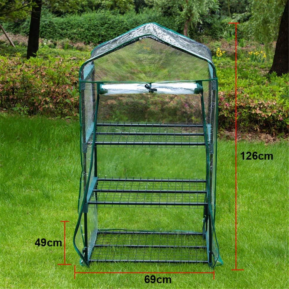 3-Tier Greenhouse Cover Replacement, Transparent Waterproof PVC Outdoor Gardening Plant Protective Cover for Herb Flower Vegetable Growing (Just